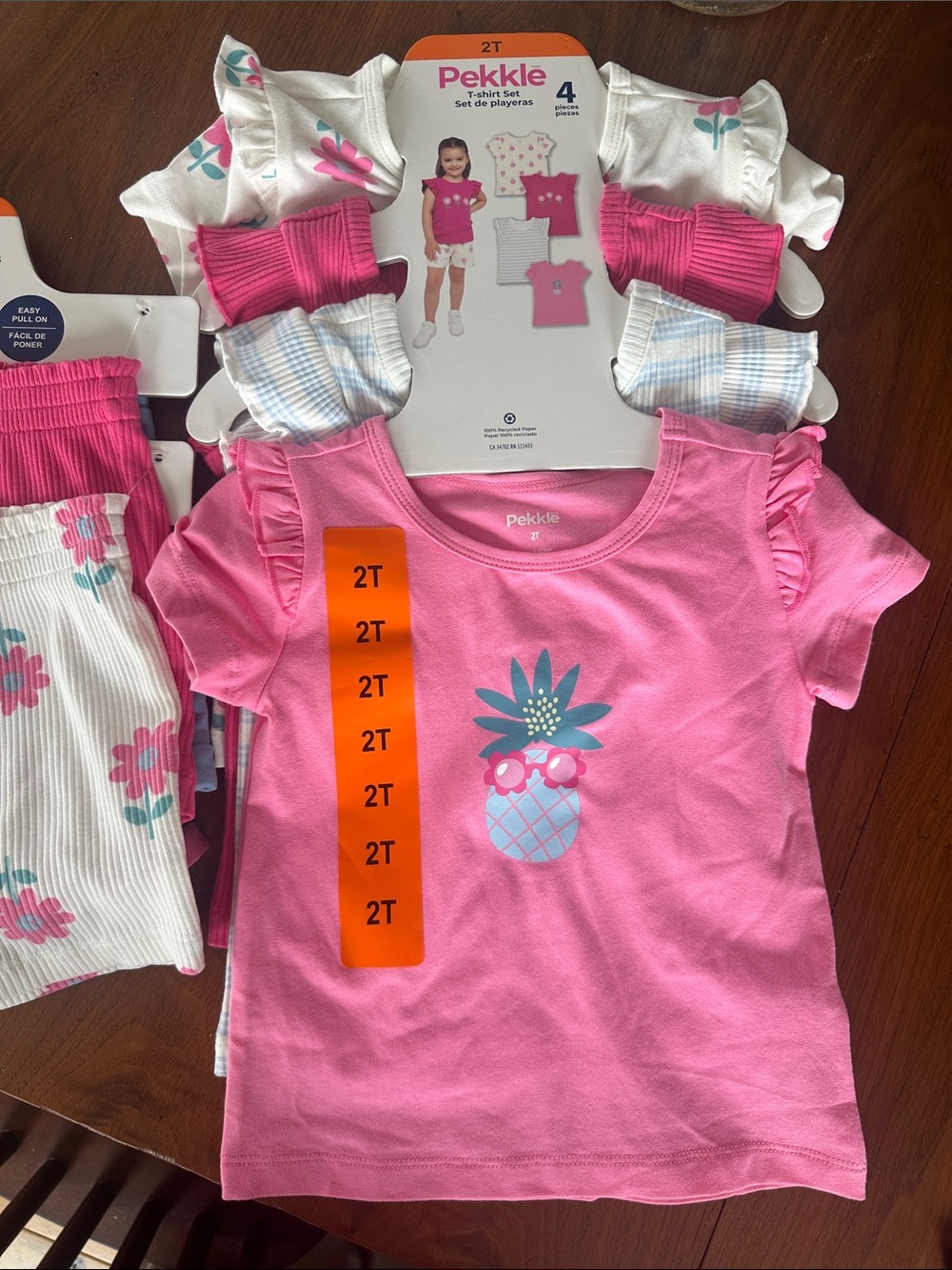 Pekkle Toddler Girls 2T 4-pack of T-Shirt & Shorts Set